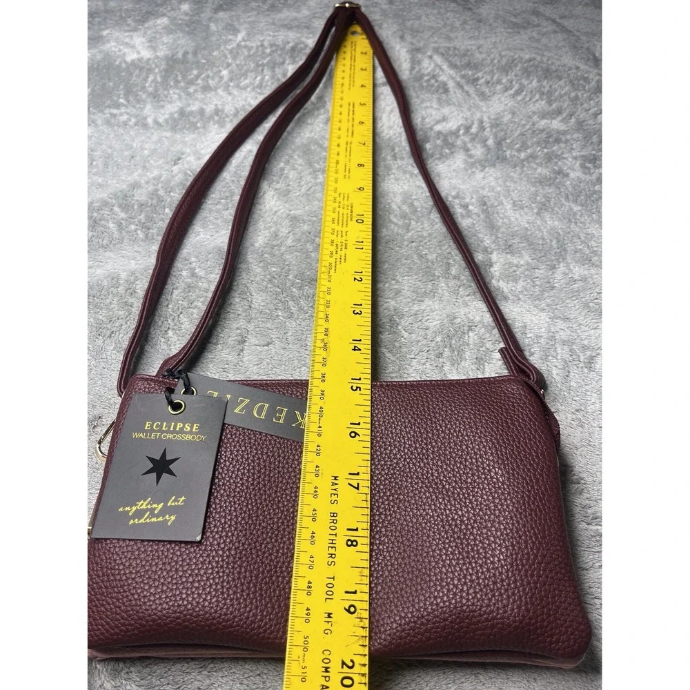 KEDZIE Eclipse Convertible Purse Wallet‎ Crossbody Bag Vegan Leather Brown